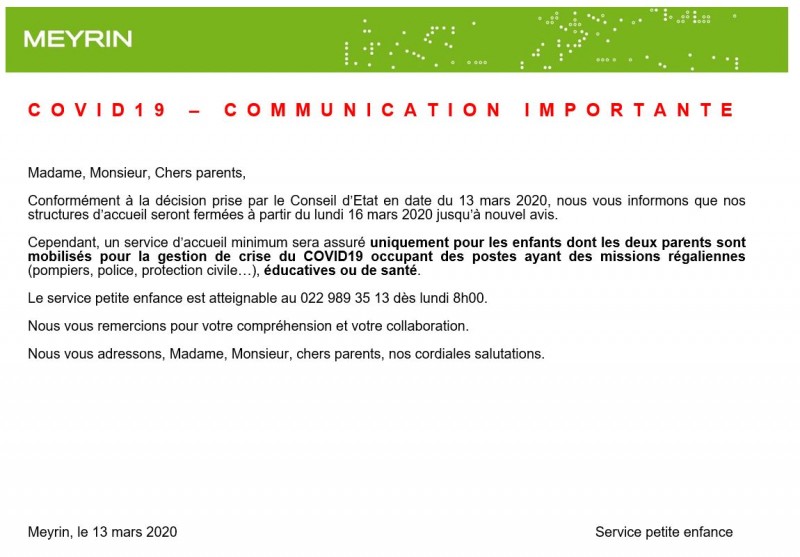 Annonce 13.03.20
